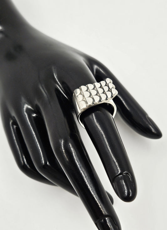 Norway Plus Designs Jewelry RARE Norway + Designs AGE Sterling Modernist X Large Unisex Ring C. 1960s