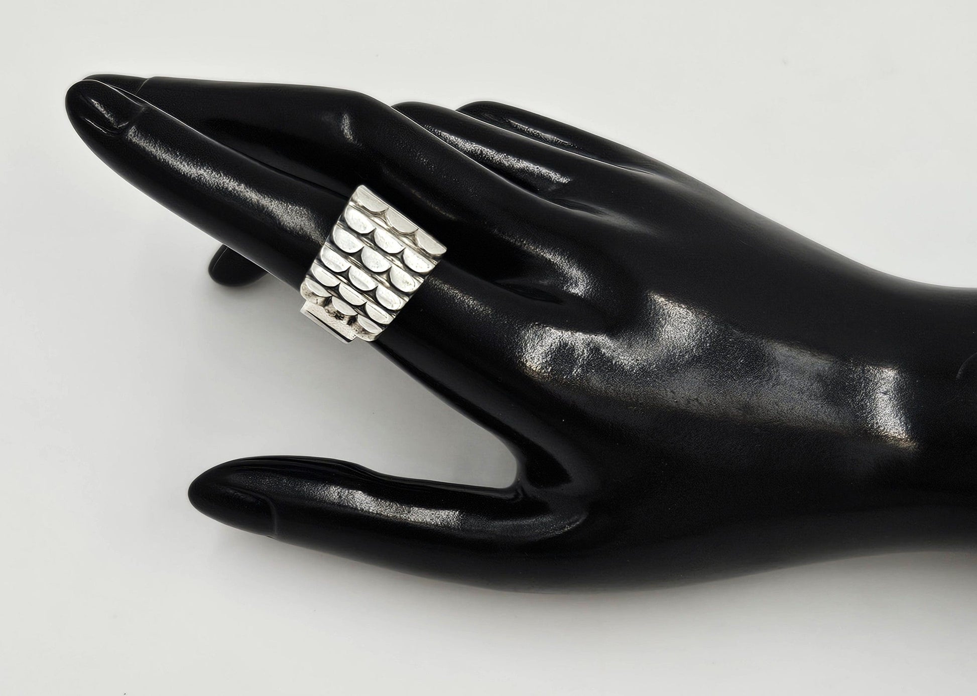 Norway Plus Designs Jewelry RARE Norway + Designs AGE Sterling Modernist X Large Unisex Ring C. 1960s