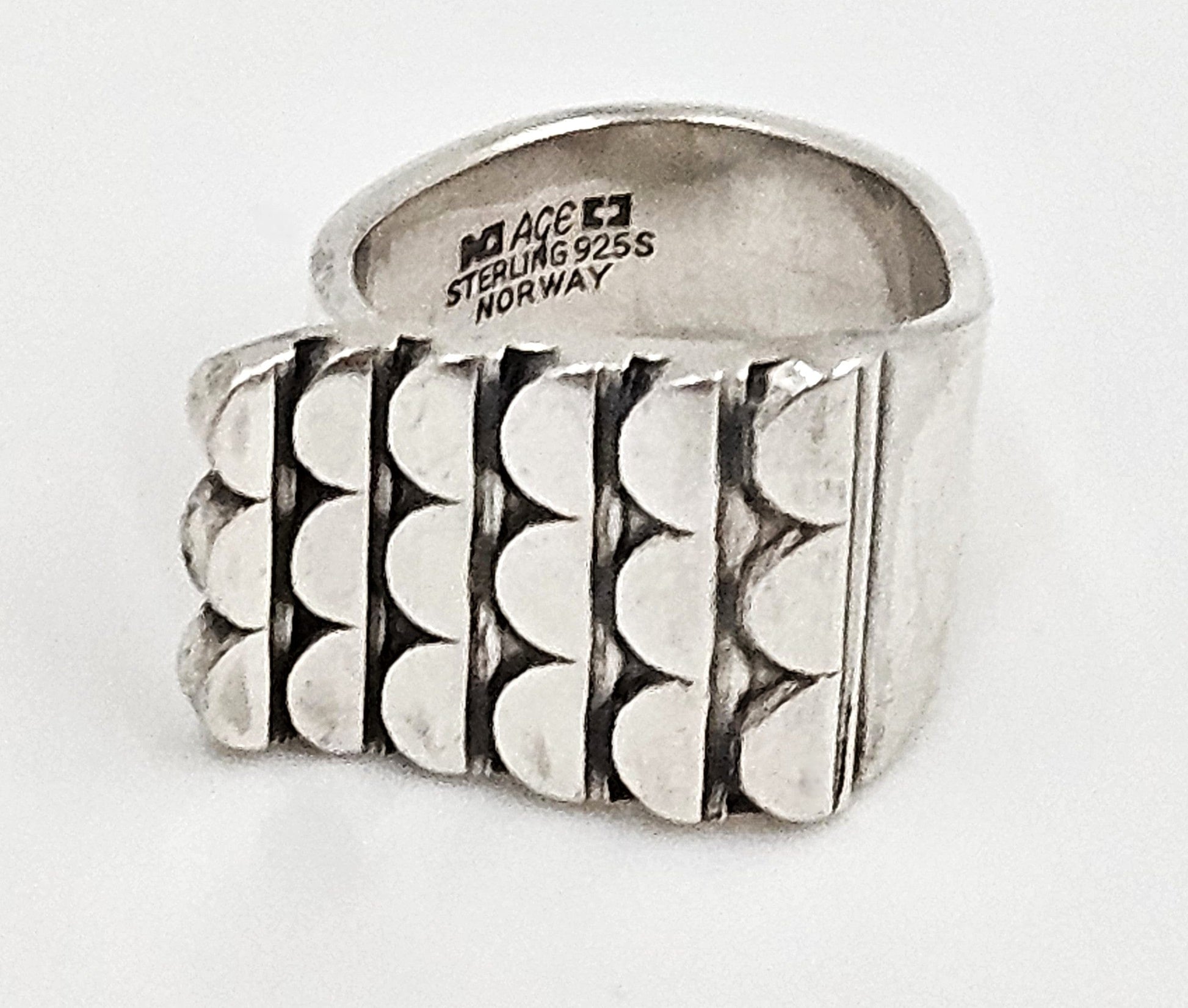 Norway Plus Designs Jewelry RARE Norway + Designs AGE Sterling Modernist X Large Unisex Ring C. 1960s