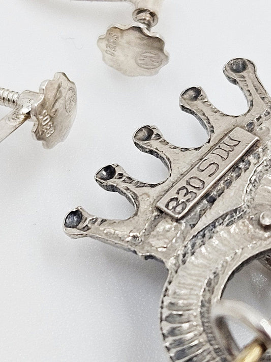 Norwegian Sterling Solje Set Jewelry Vintage Norwegian Sterling Silver Solje Brooch & Earrings Set #2