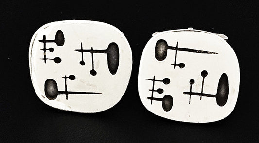 Novitt Denmark Jewelry Danish Designer Novitt Abstract Mod Sterling Cufflinks Circa 1960s RARE