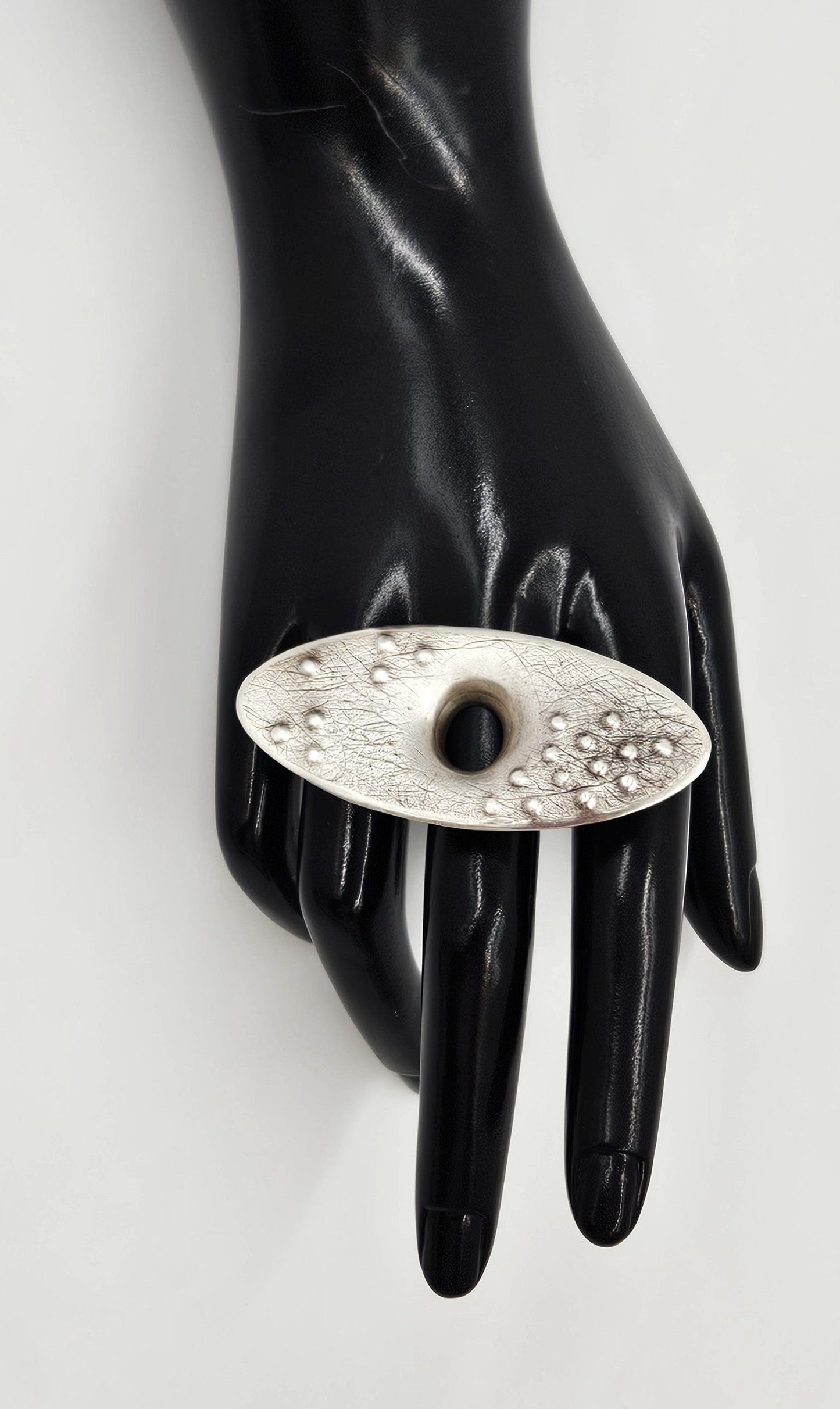 RG Sterling Jewelry Superb Designer Signed RG Sterling Textured Face Modernist Statement Ring