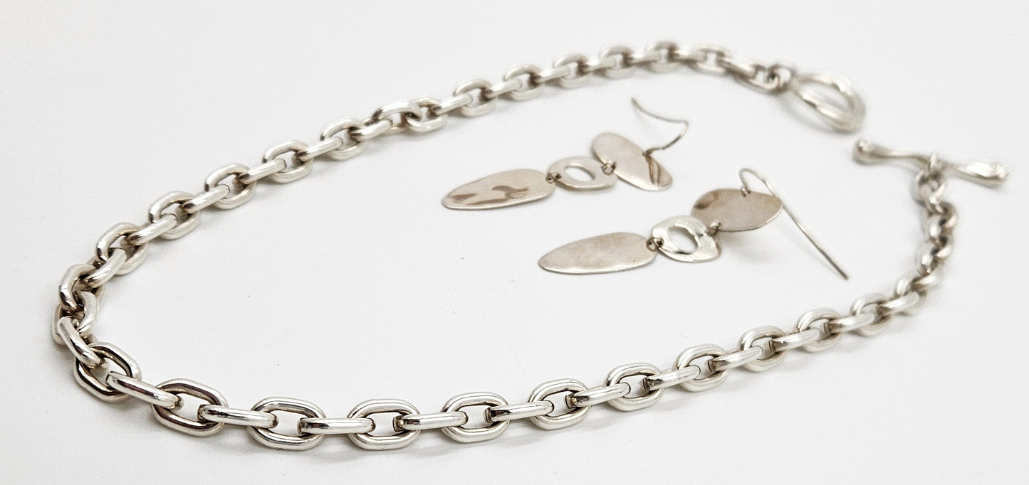 Robert Lee Morris Jewelry Superb Robert Lee Morris Sterling Modernist Necklace & Earrings Set C. 1980's