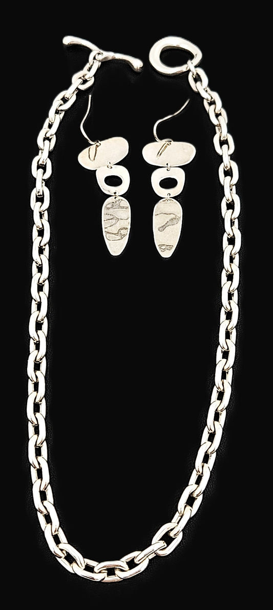 Robert Lee Morris Jewelry Superb Robert Lee Morris Sterling Modernist Necklace & Earrings Set C. 1980's