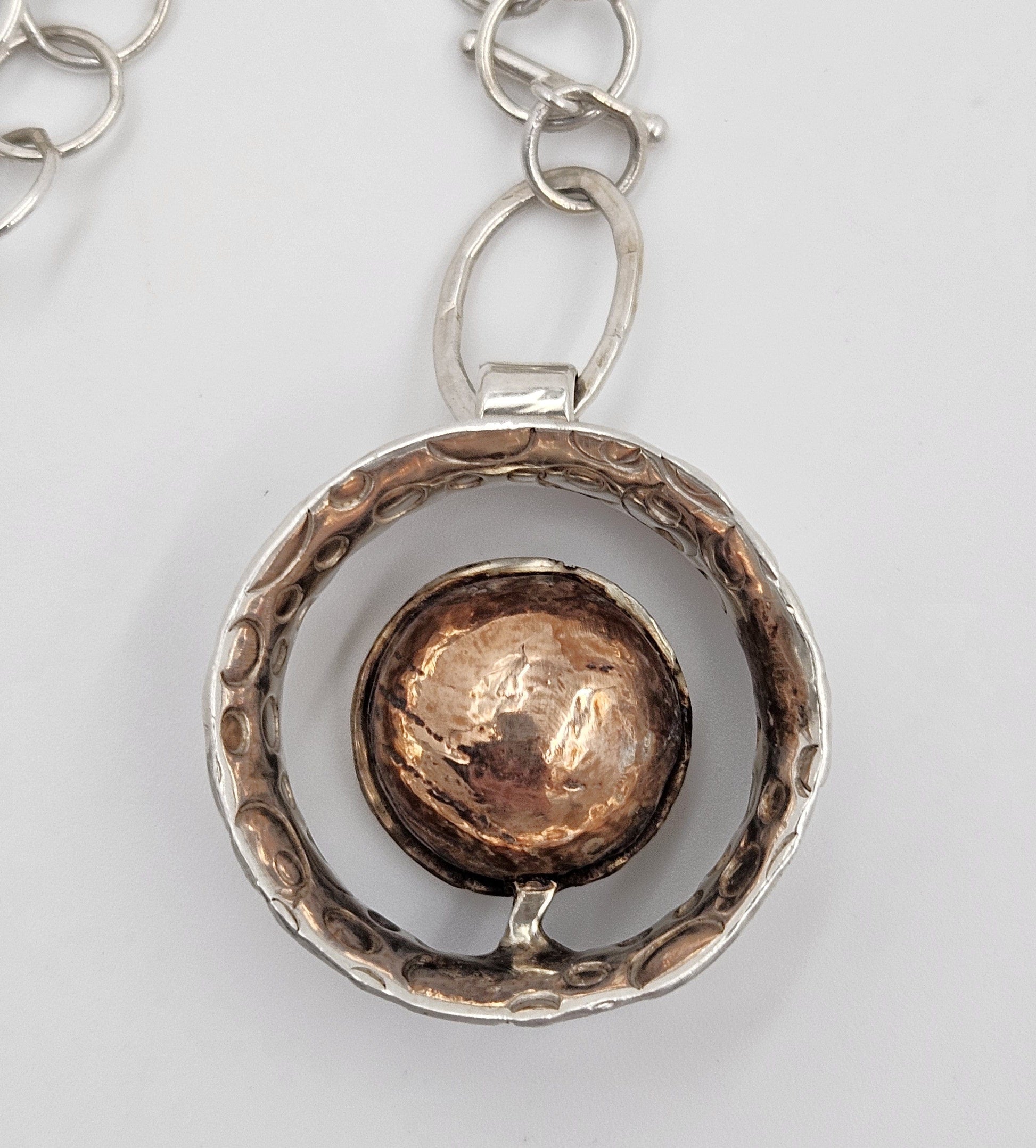 Sabando Jewelry Designer Sabando Modernist Sterling & Copper Pendant Necklace