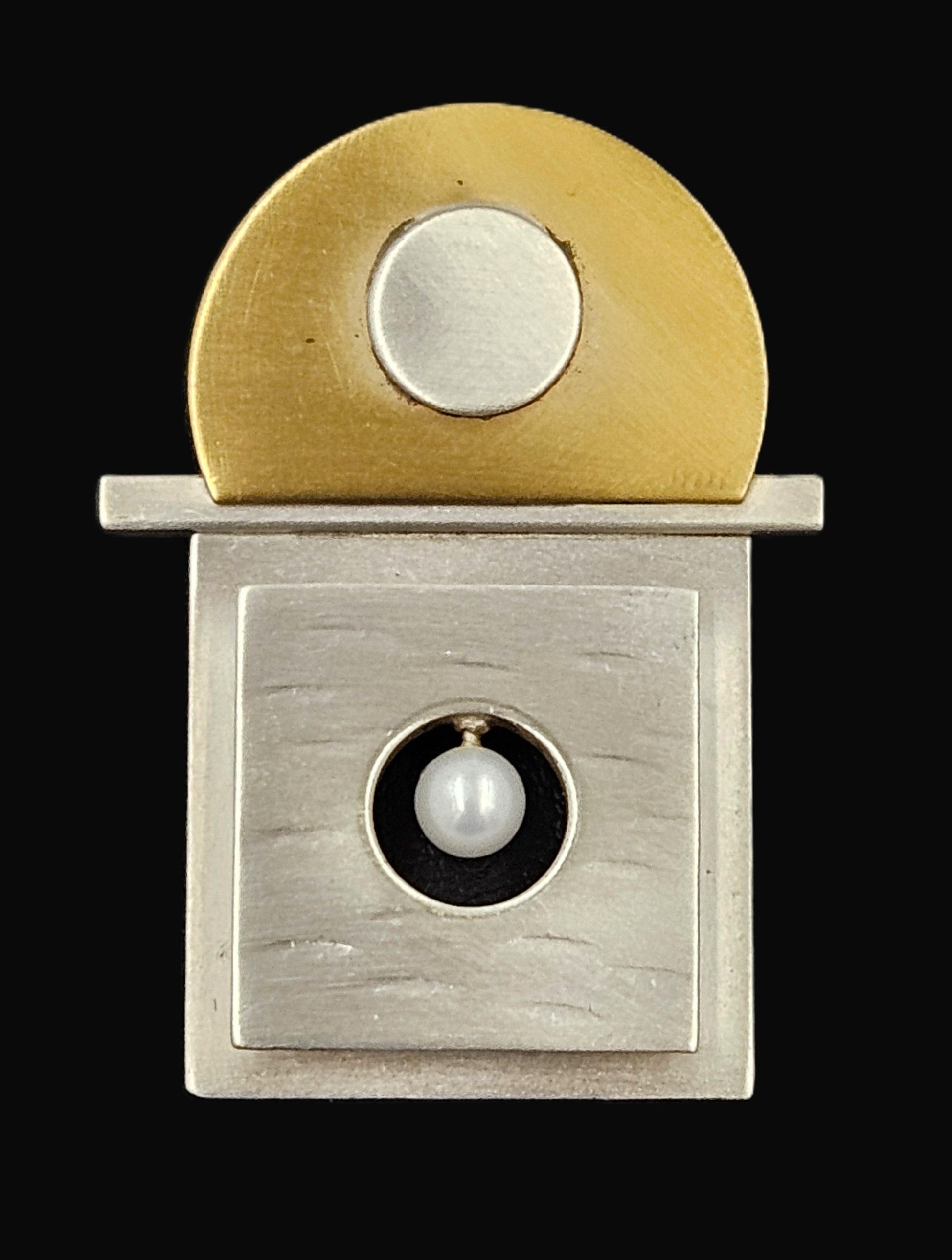 Sterling Artisan Brooch Jewelry 925 Silver & Gold Tone Brooch Lot of 2 w/ Pearl