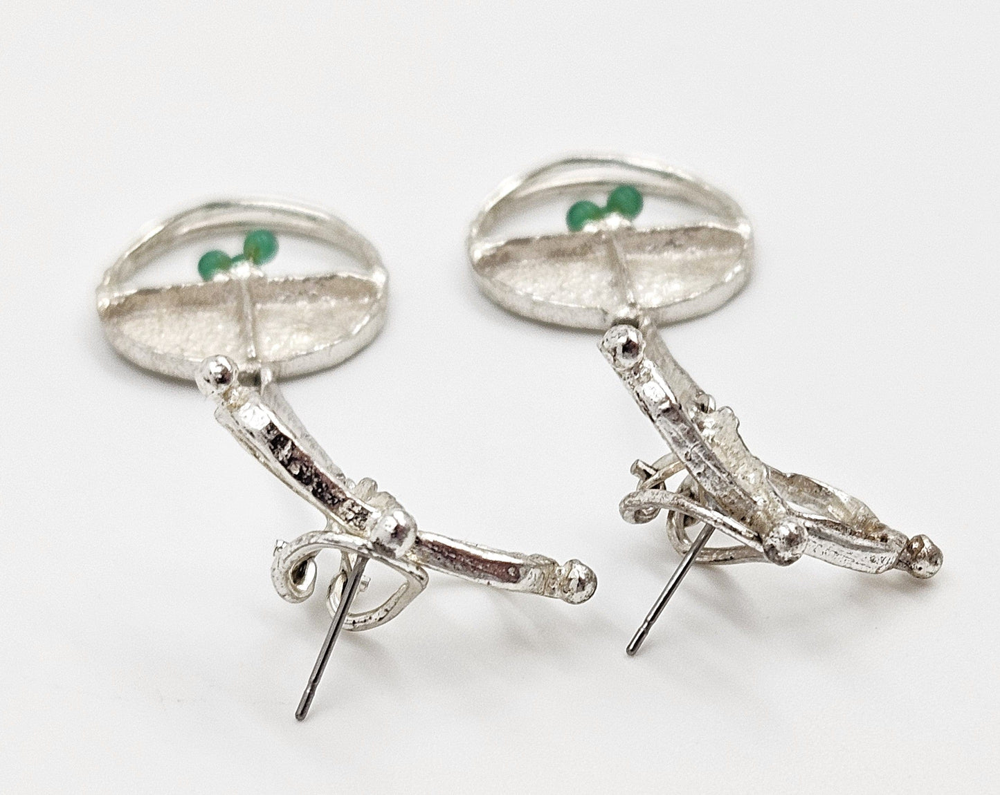 Sterling & Chalcedony Earrings Jewelry Designer Signed Sterling Silver & Chalcedony Drop Dangle Earrings Scandinavian