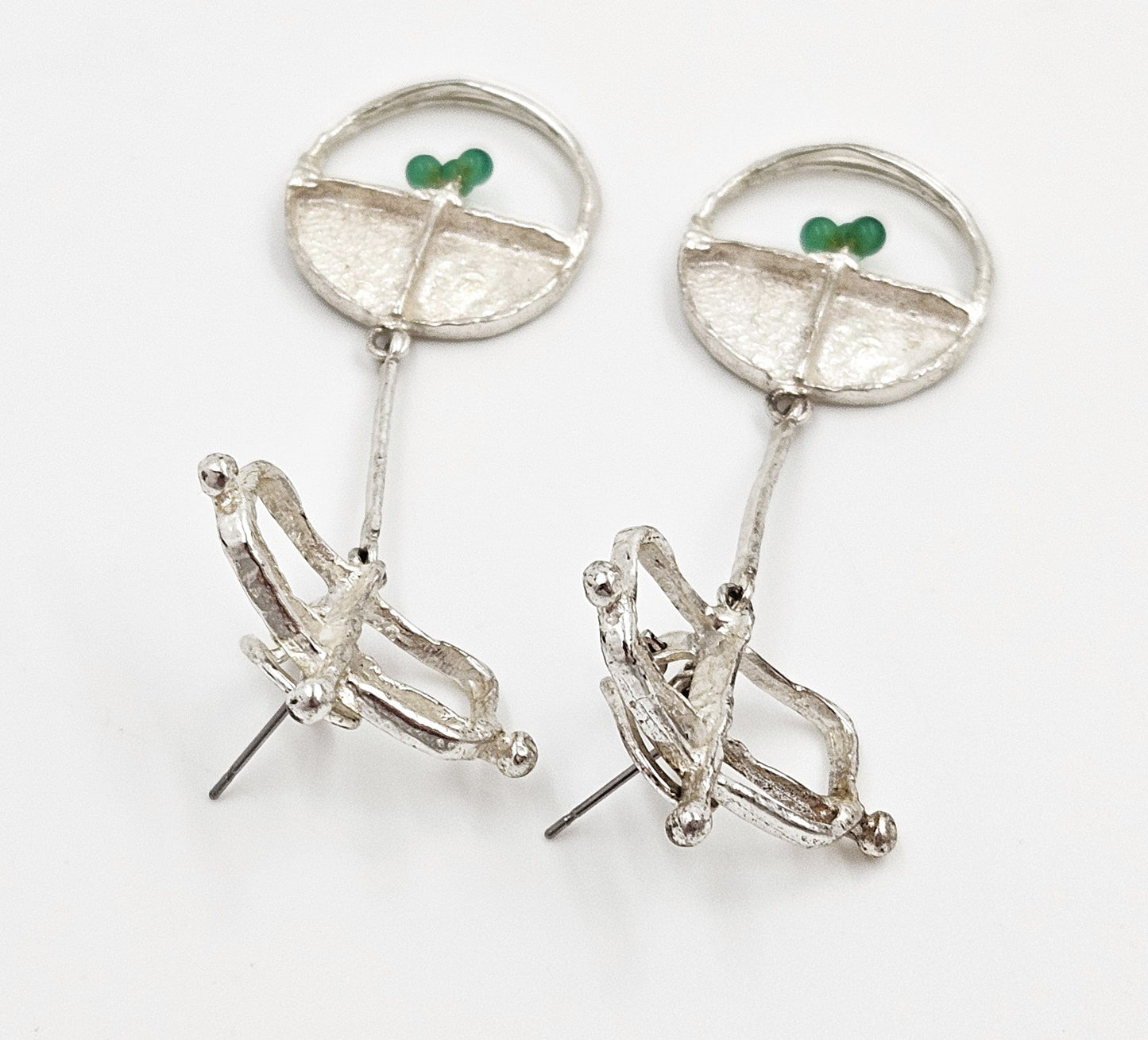 Sterling & Chalcedony Earrings Jewelry Designer Signed Sterling Silver & Chalcedony Drop Dangle Earrings Scandinavian