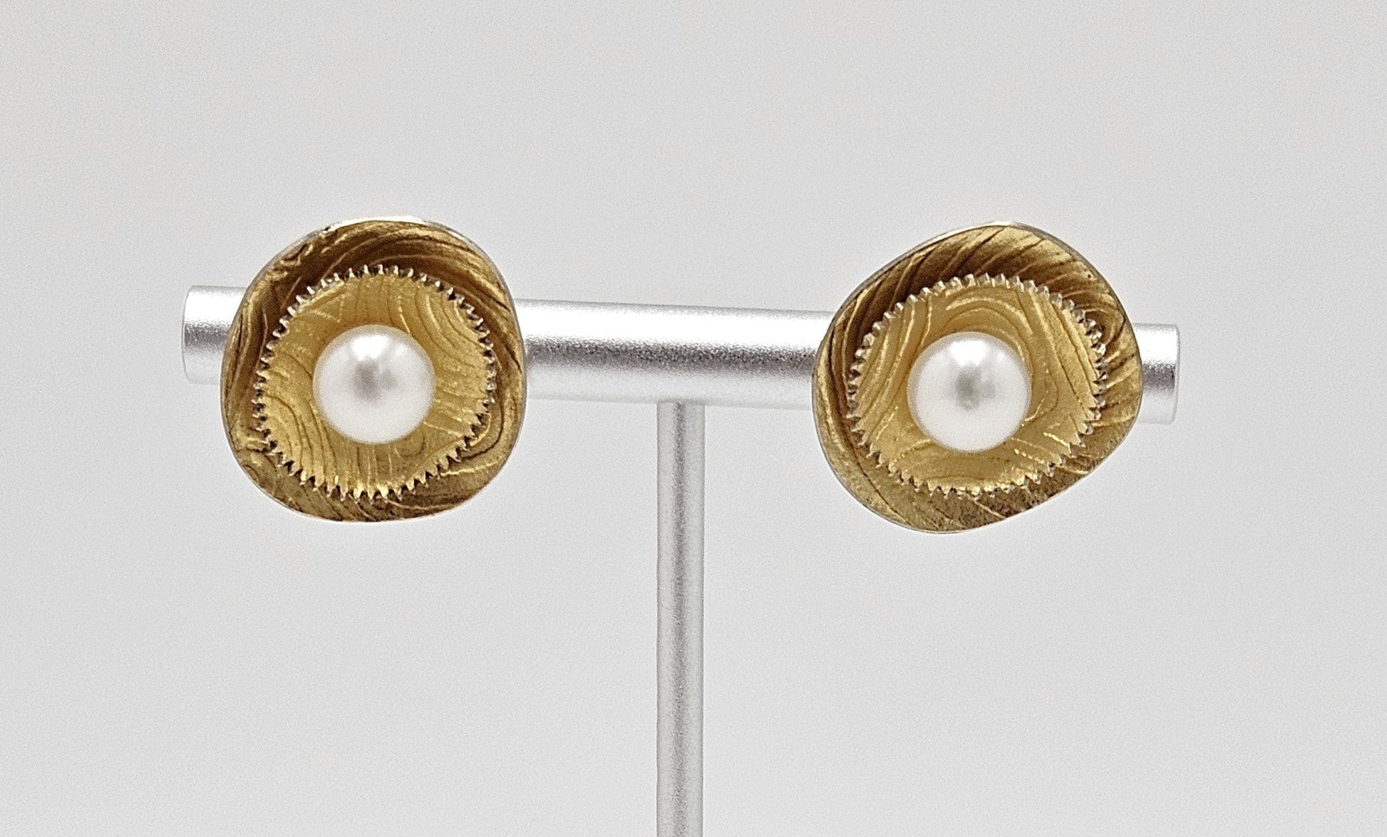 Sydney Lynch Jewelry Sydney Lynch Sterling 14k Gold Pearls Abstract Modernist 3D Earrings