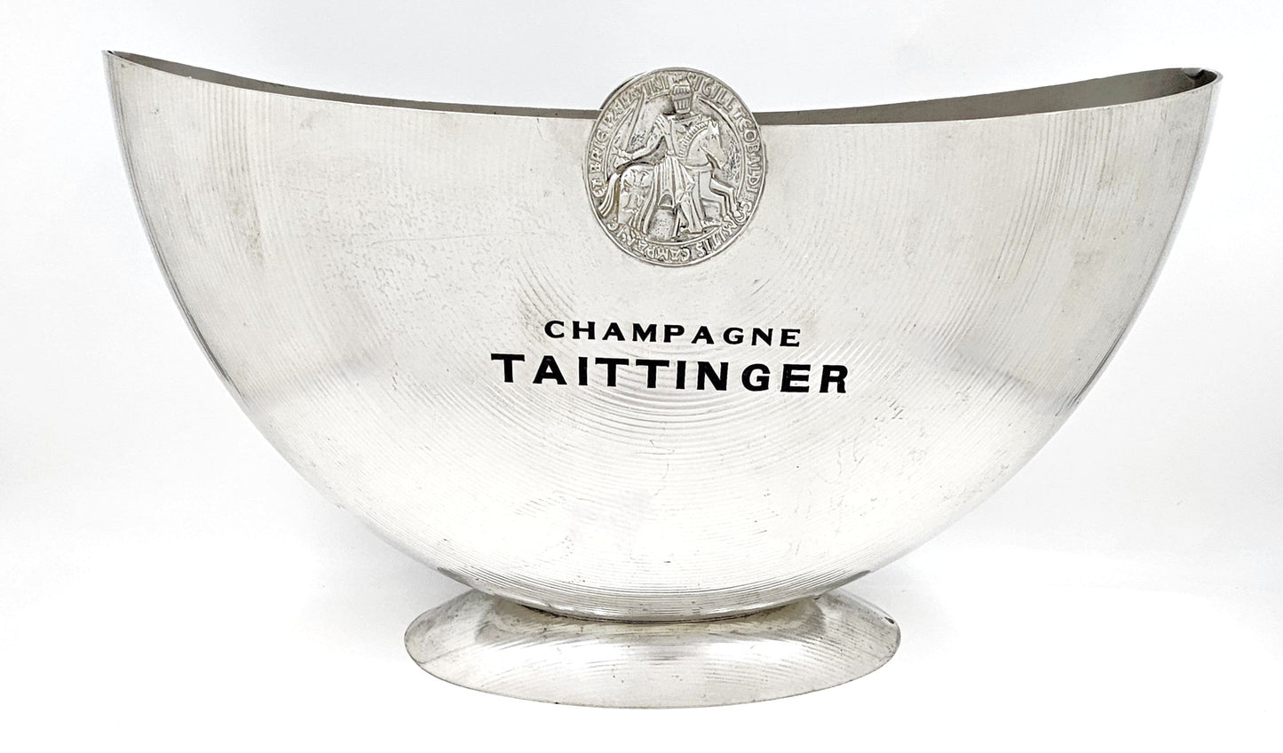 Taittinger France Barware Rare Taittinger DBL Magnum Pewter Champagne Cooler by Orfevrerie France 1980s