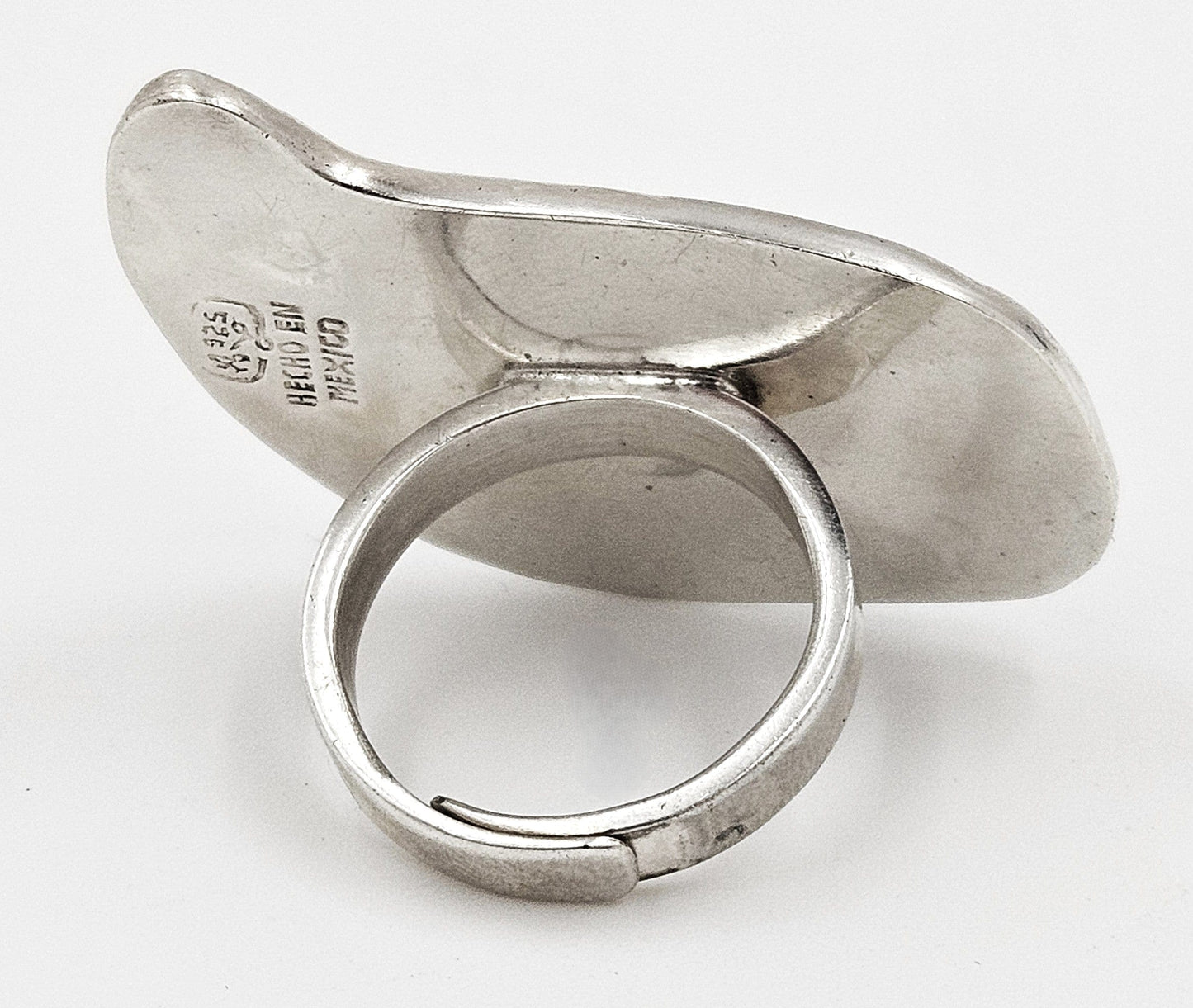 Taxco 925 Ring Jewelry Taxco Sterling & Enamel 3D Abstract Tiger Cat Face Cocktail Ring Signed 1960s