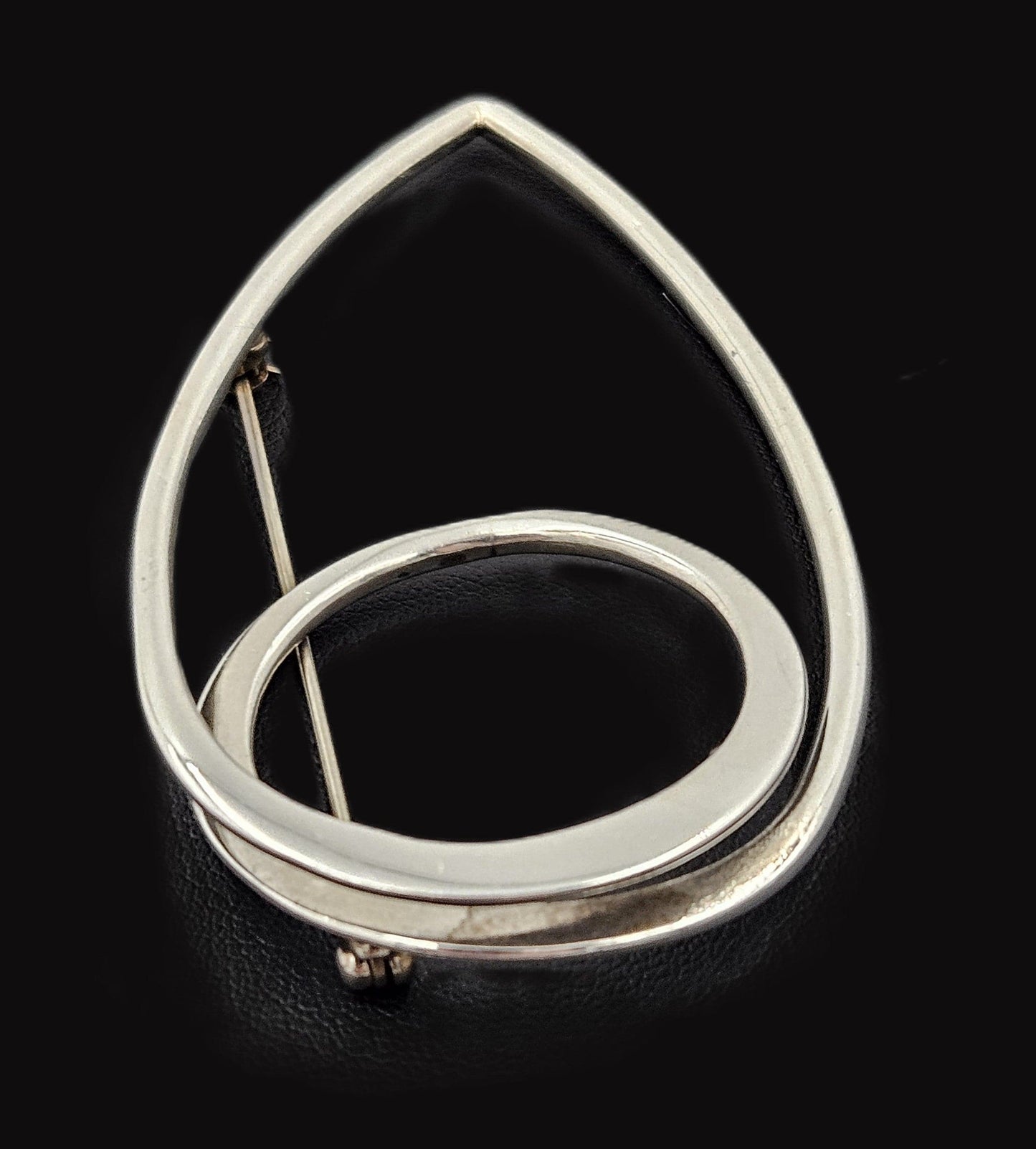 Taxco Sterling Artisan Brooch Jewelry 925 Silver Abstract Mod Brooch XL Mexico 3D Oval Shaped Brooch