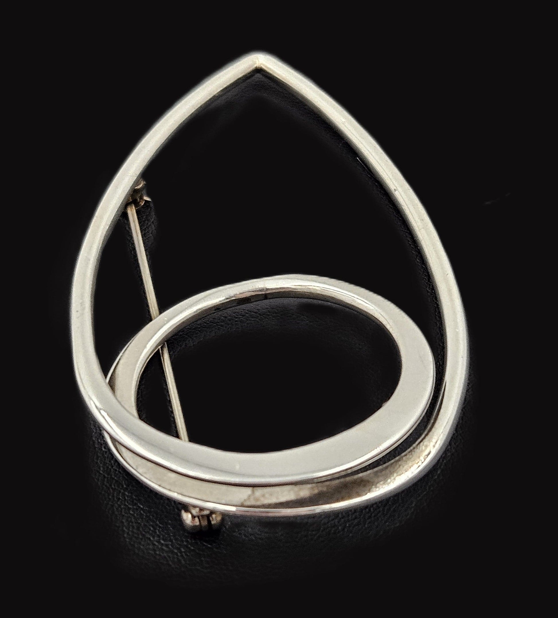 Taxco Sterling Artisan Brooch Jewelry 925 Silver Abstract Mod Brooch XL Mexico 3D Oval Shaped Brooch