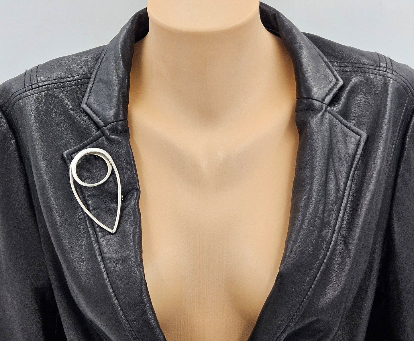 Taxco Sterling Artisan Brooch Jewelry 925 Silver Abstract Mod Brooch XL Mexico 3D Oval Shaped Brooch