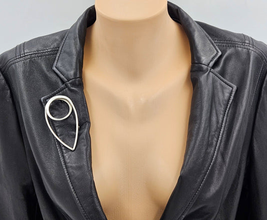 Taxco Sterling Artisan Brooch Jewelry 925 Silver Abstract Mod Brooch XL Mexico 3D Oval Shaped Brooch