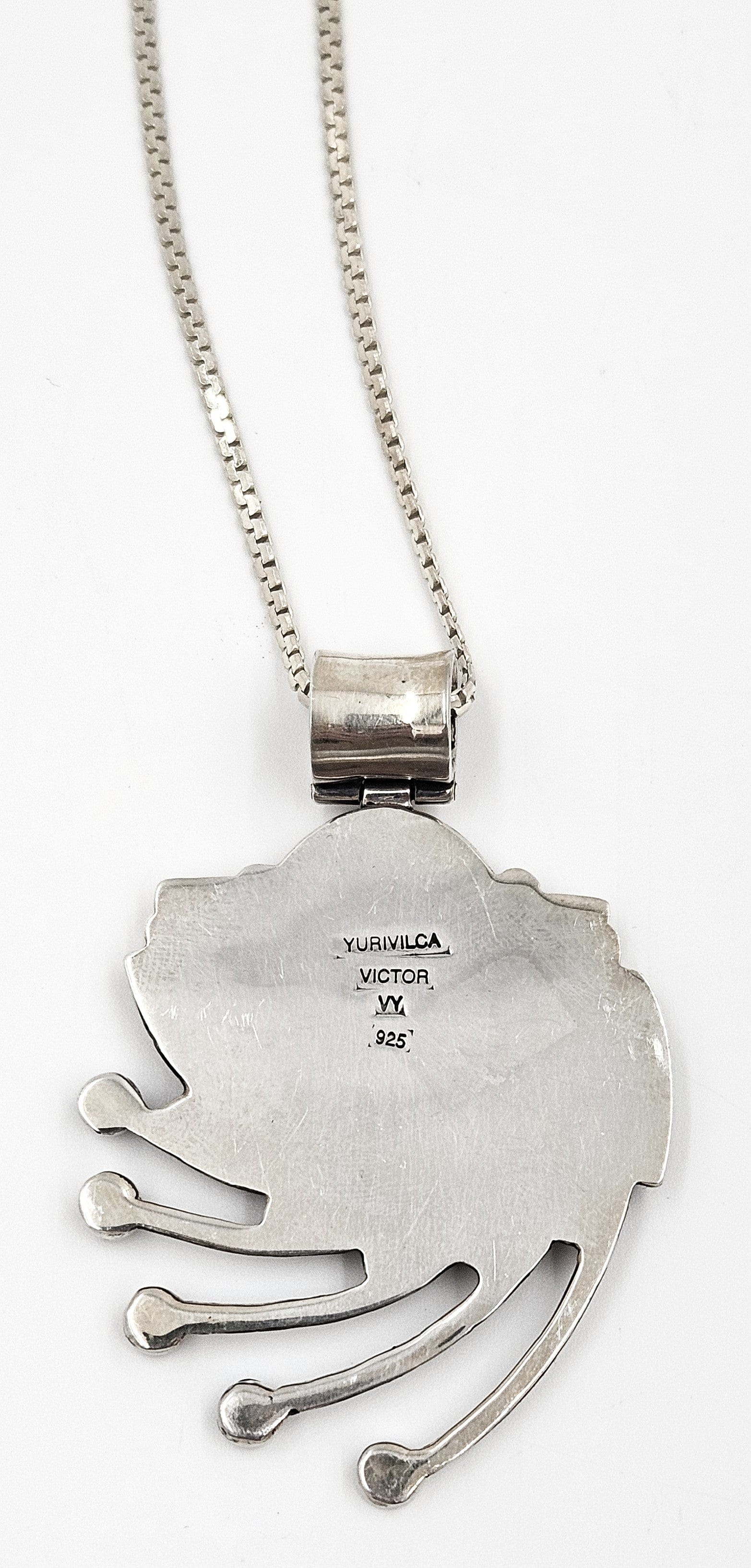Victor Yurivilca Jewelry OOAK Victor Yurivilca Sterling Onyx Abstract Large Statement Pendant Necklace