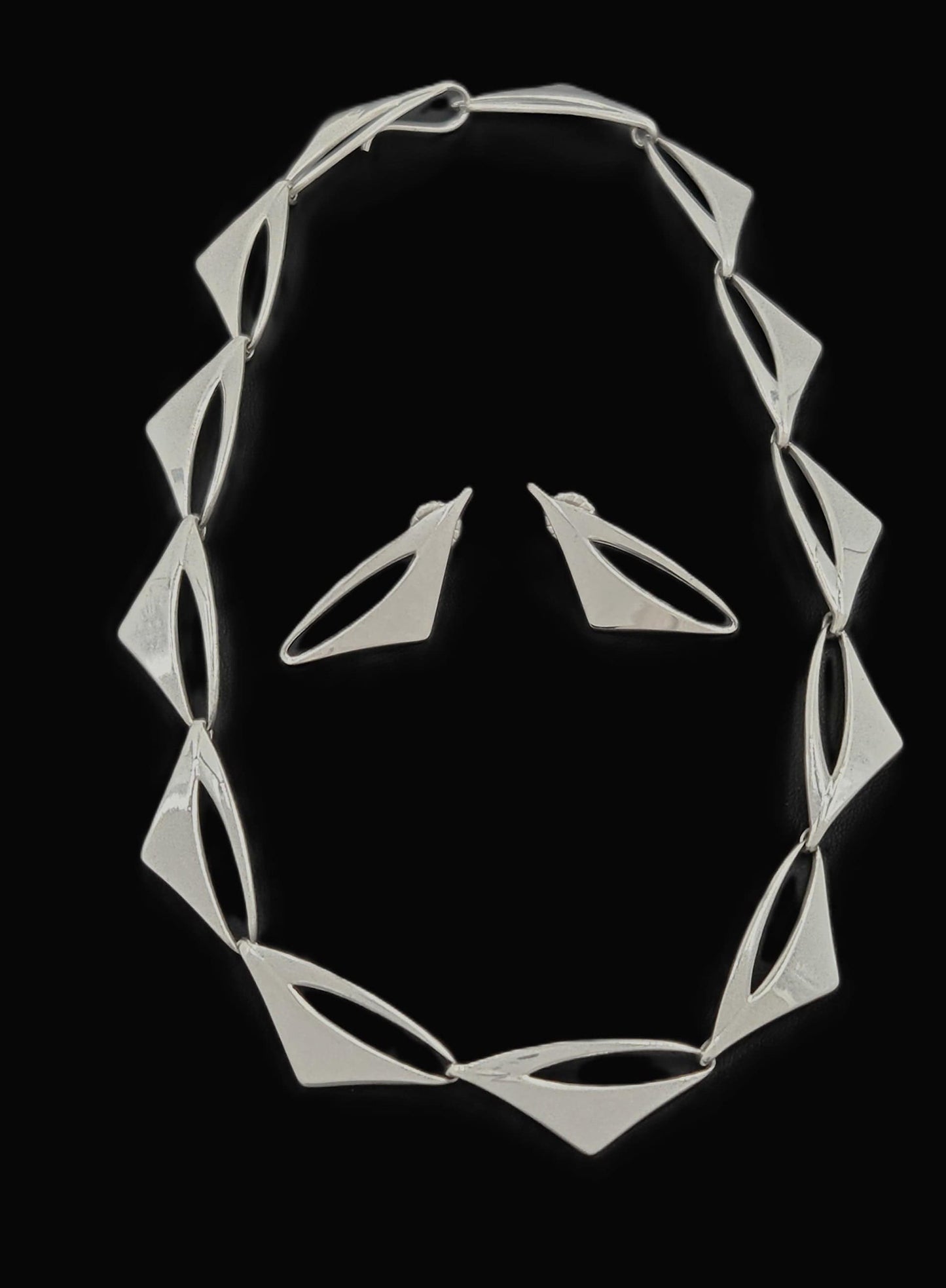 Warmind Jewelry Rare Poul WARMIND Denmark Sterling Modernist Necklace Earrings Set 1960's