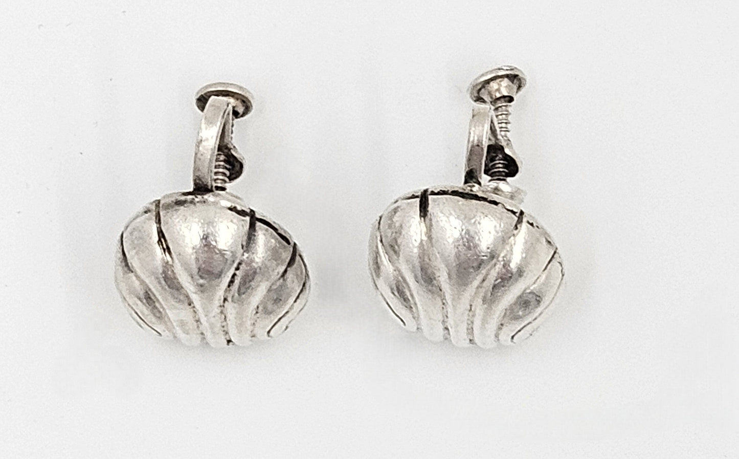 William Spratling Taxco Jewelry Designer William Spratling Taxco Sterling Silver Modernist Domed Earrings