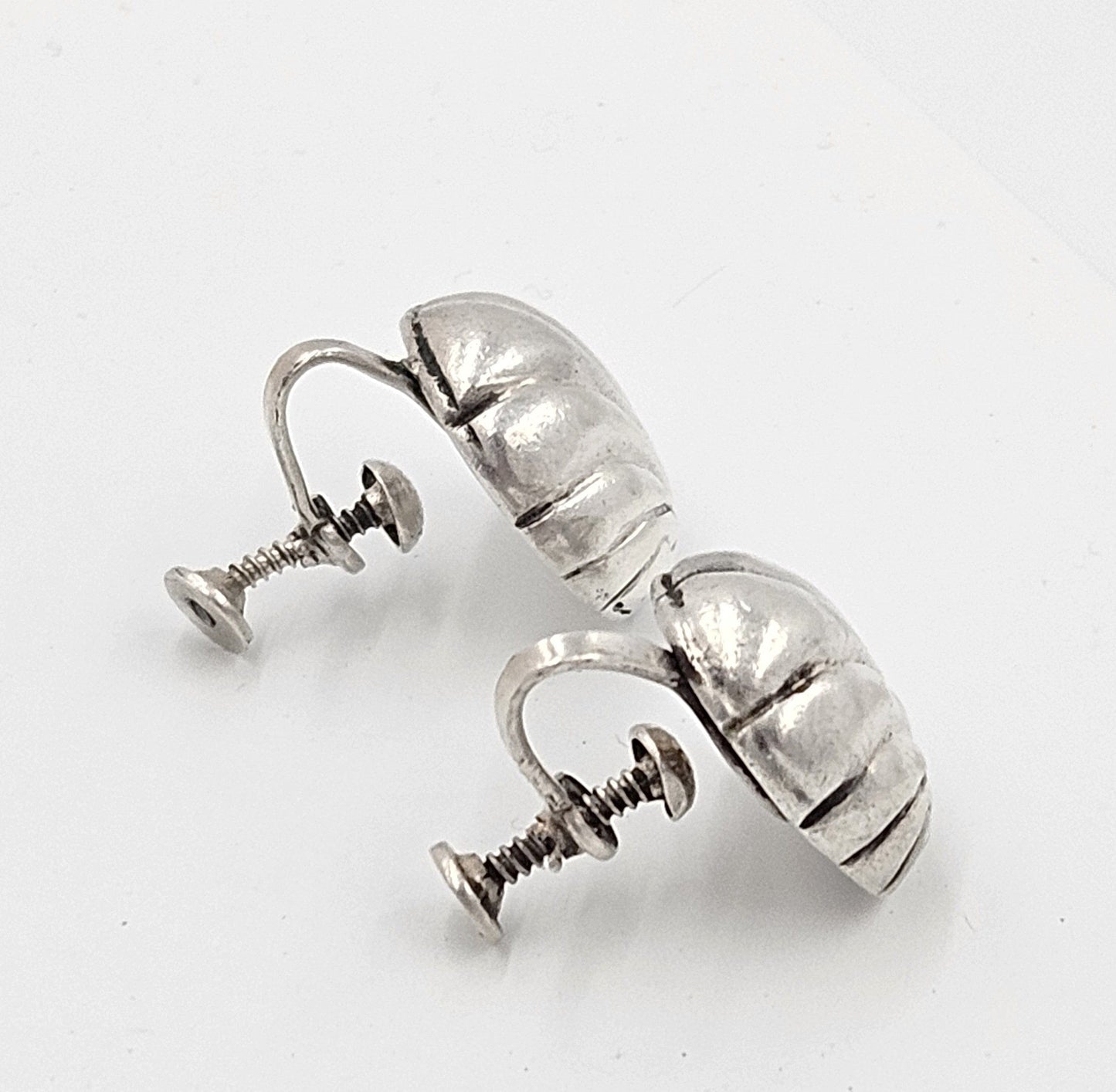 William Spratling Taxco Jewelry Designer William Spratling Taxco Sterling Silver Modernist Domed Earrings