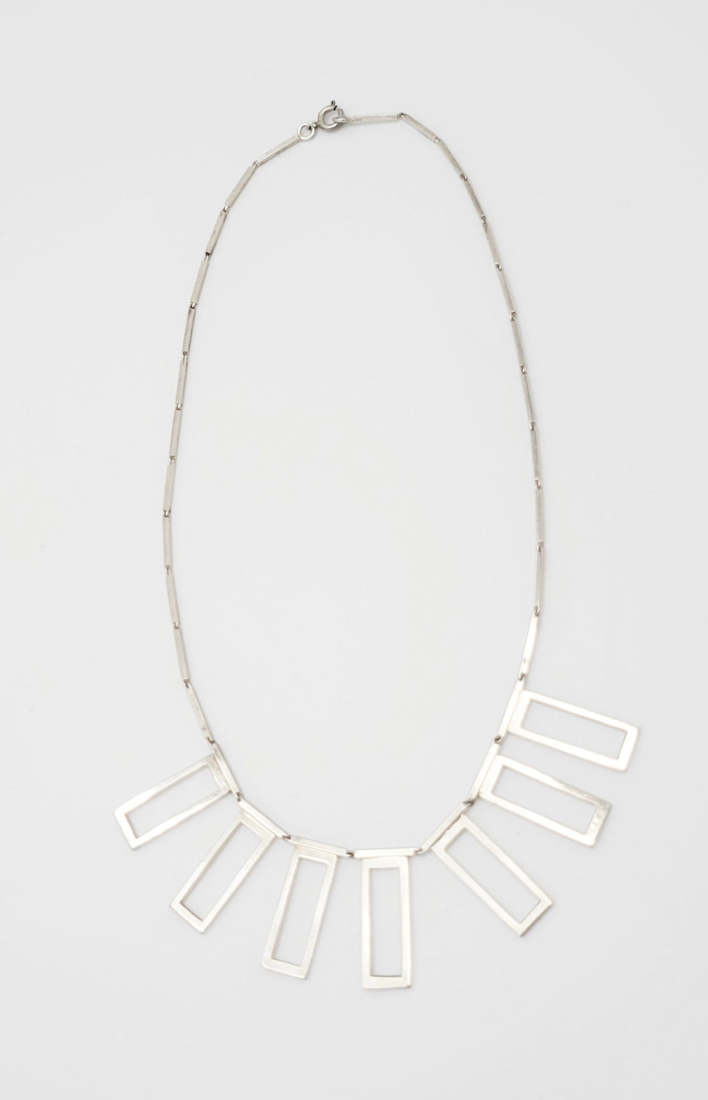 Alton Sweden Jewelry Alton Sweden Abstract Modernist Sterling Rectangular Fringe Necklace 1960s