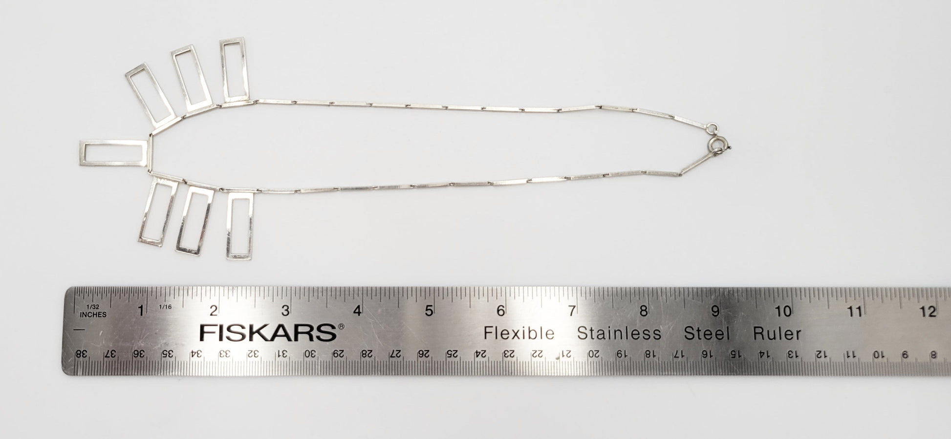 Alton Sweden Jewelry Alton Sweden Abstract Modernist Sterling Rectangular Fringe Necklace 1960s