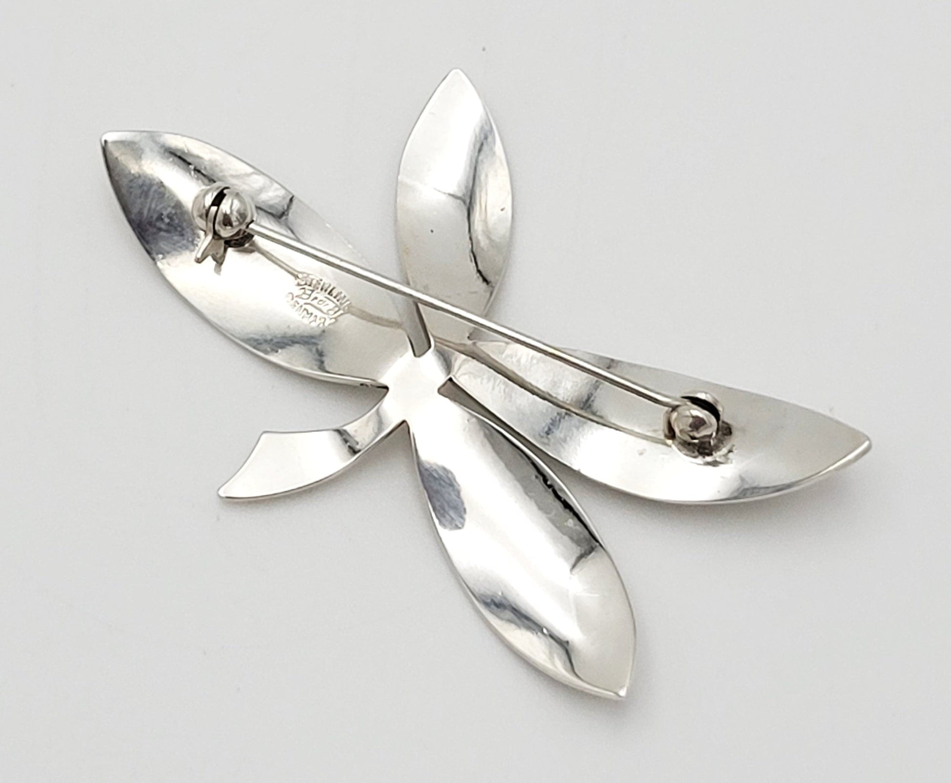 Rare Danish Designer Brødrene Bjerring Brdr. Bj Sterling Large Leaf Brooch 1960s, silver, sterling silver - image 7 of 10