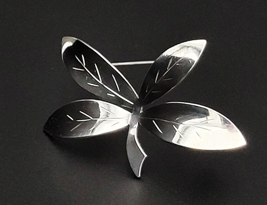 Bjerring Jewelry Rare Danish Designer Brødene Bjerring Brdr. Bj Sterling Large Leaf Brooch 1960s