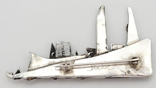 Dale Sterling Jewelry VTG Artisan Sterling Brutalist Constructivism Abstract Large Brooch Signed Dale