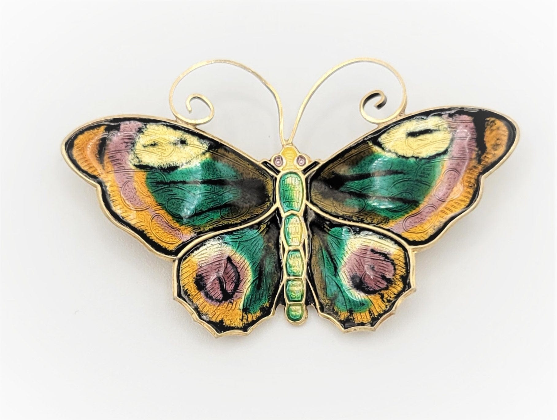 David Andersen Jewelry David Andersen Norway Sterling & Enamel HUGE Butterfly Brooch Pin Circa 1940s