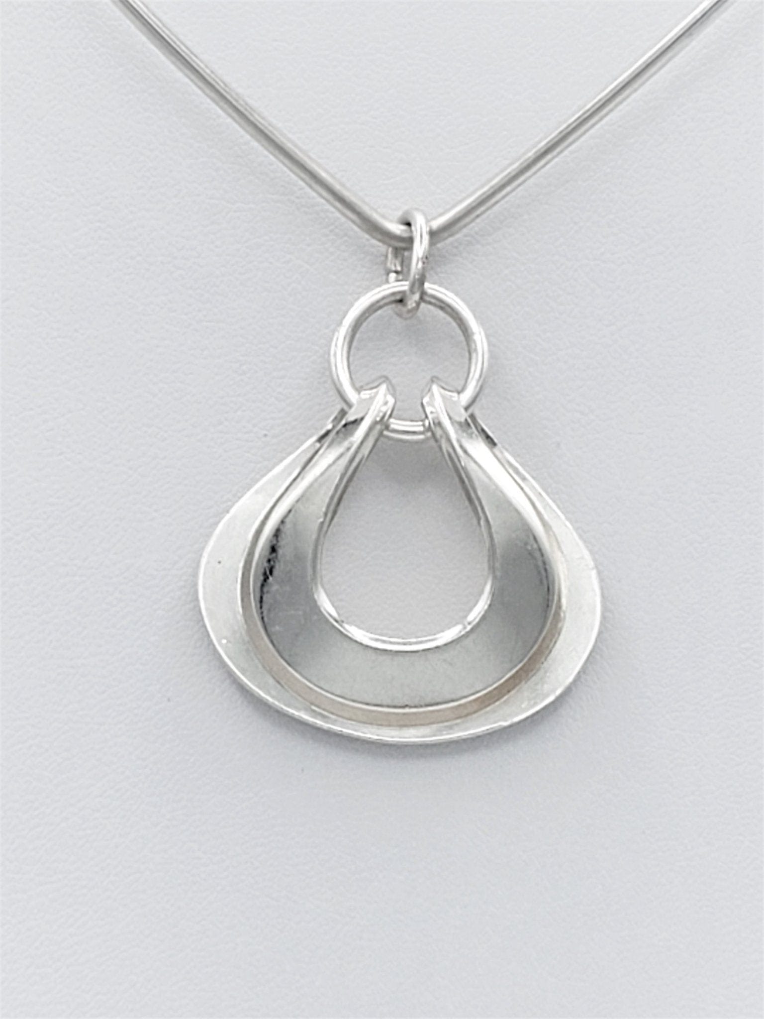 Vintage David Andersen Norway 925S Modernist Neck Ring and 3-D Sterling Pendant - Trendy MCM Home