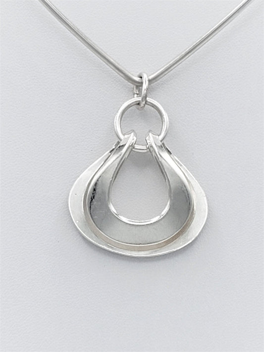 Vintage David Andersen Norway 925S Modernist Neck Ring and 3-D Sterling Pendant - Trendy MCM Home