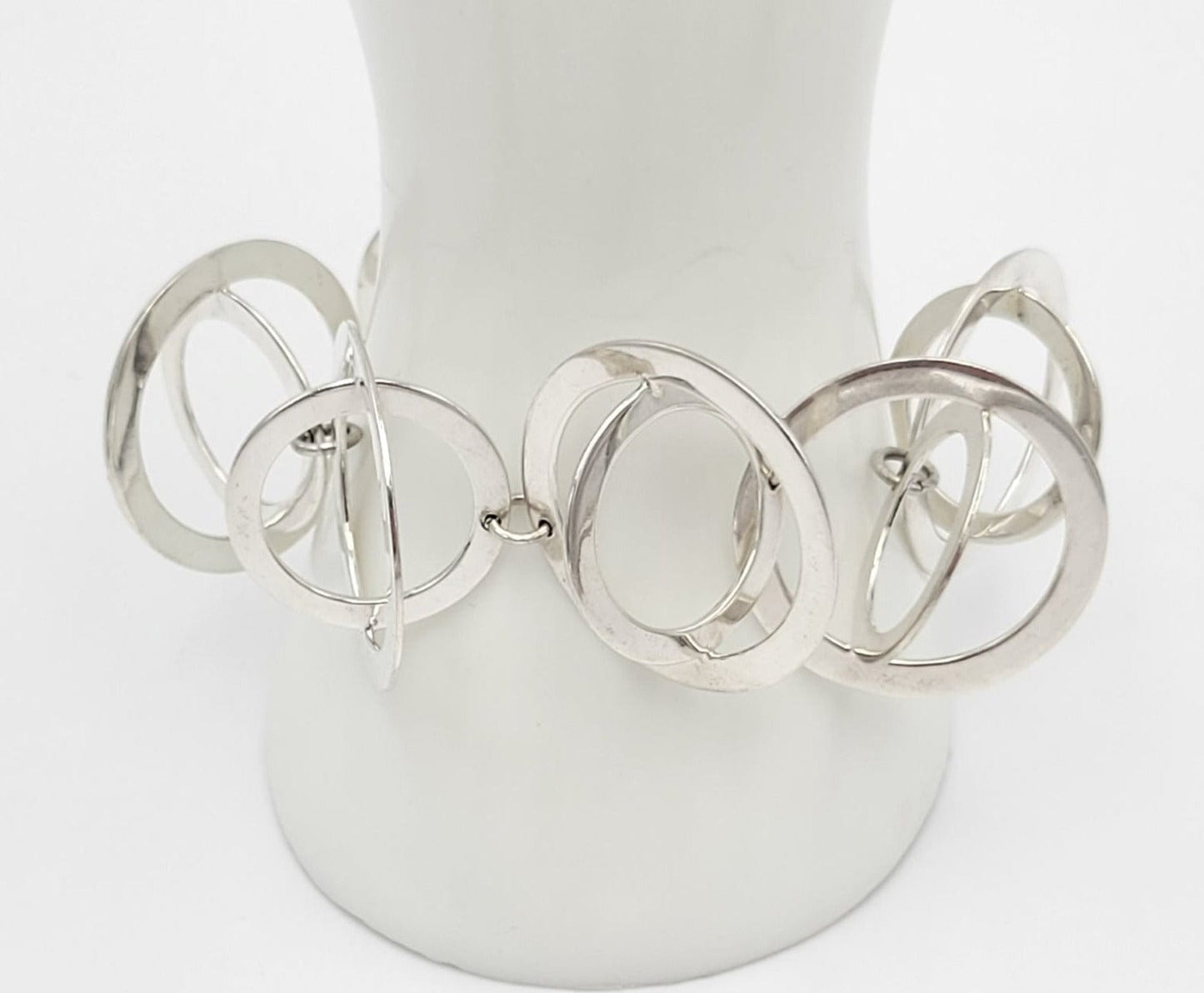 DeTapia Jewelry Superb Vintage Designer Carmen Tapia Taxco Sterling Modernist 3-D Circles Bracelet