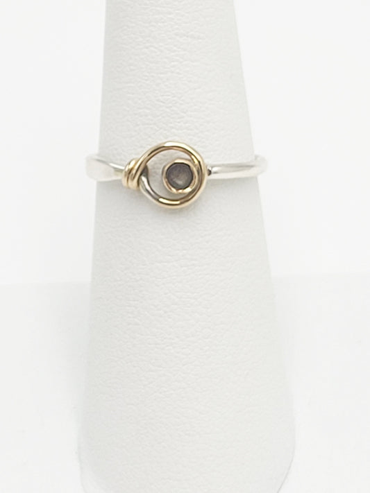 Ed Levin Jewelry Iconic US Designer Ed Levin Abstract Modernist Sterling & 14K Gold Ring 1980s