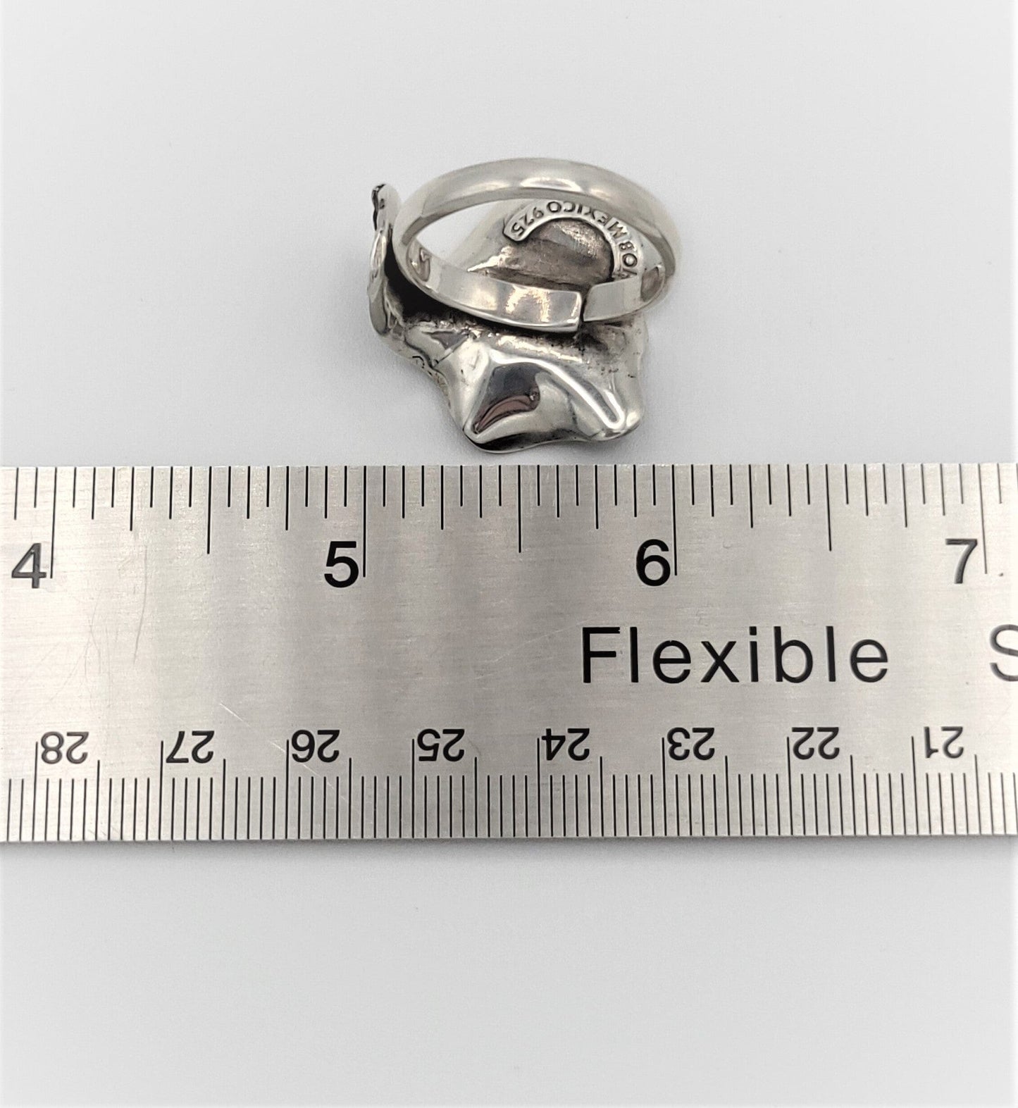 HOB Jewelry Designer HOB Mexico New York Abstract Mod Flower Sterling Cocktail Ring 1980s