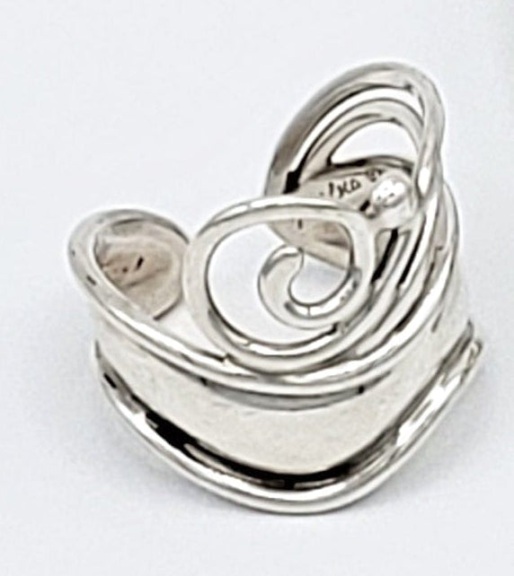 Janica Janina Nielsen Jewelry Danish Designer Janina Nielsen Abstract Modernist Cuff Bracelet & Ring Set 1980s