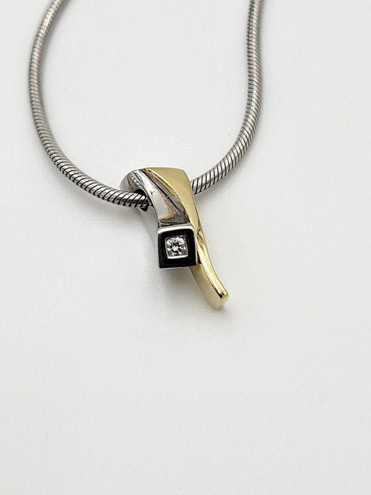 Jens Johannes Aagaard Jewelry VNTG Jens Johannes Aagaard 14k Gold 925SS Diamond Danish Modernist Necklace