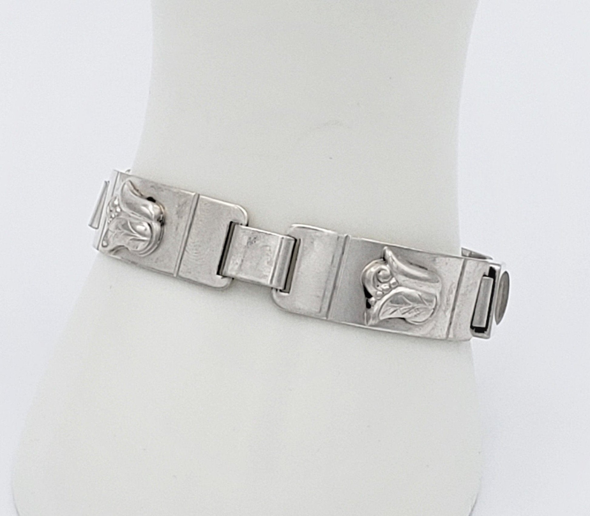 Laurence Foss Jewelry VNTG Modernist Laurence Foss Georg Jensen 925S Floral Tulip Bracelet Rare Circa 50s
