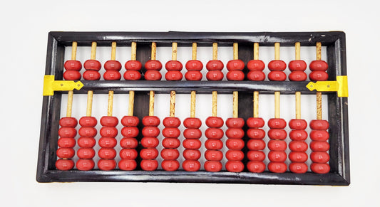 Lotus Flower Abacus Original Lotus Flower Brand PRC Handcrafted Bamboo Abacus Suanpan 1950s