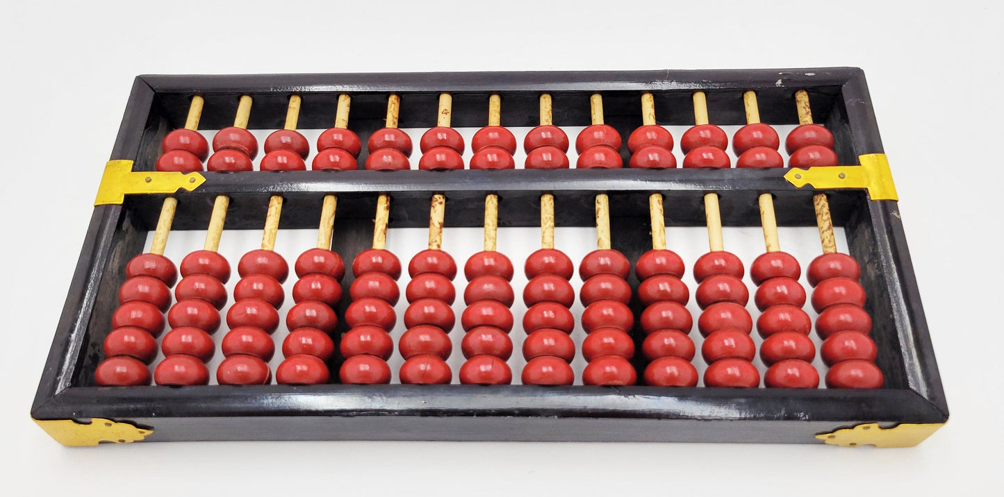 Lotus Flower Abacus Original Lotus Flower Brand PRC Handcrafted Bamboo Abacus Suanpan 1950s