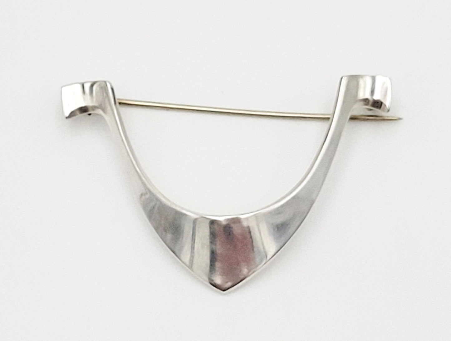 Norway Plus Designs Jewelry Tone Vigeland Norway+Designs Retro Modernist Sterling Viking Boat Brooch 60's