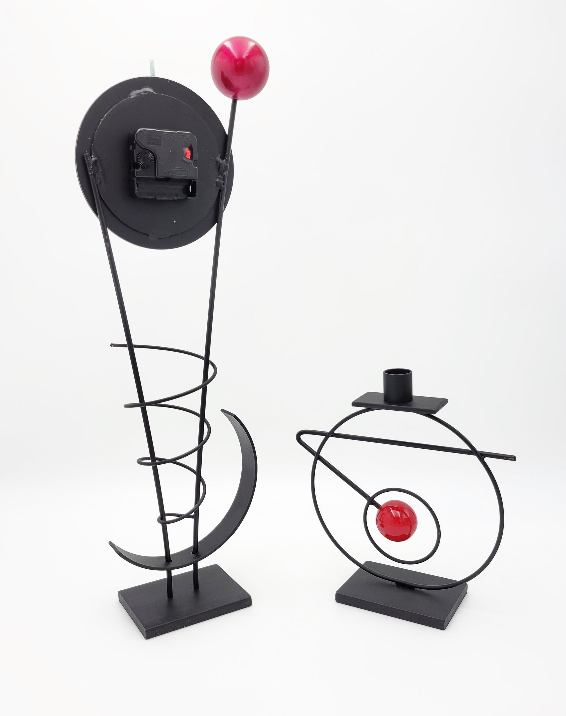 Rick Martin Clock and Candleholder Rick Martin Abstract Modernist Pop Art Memphis Style Clock & Candleholder