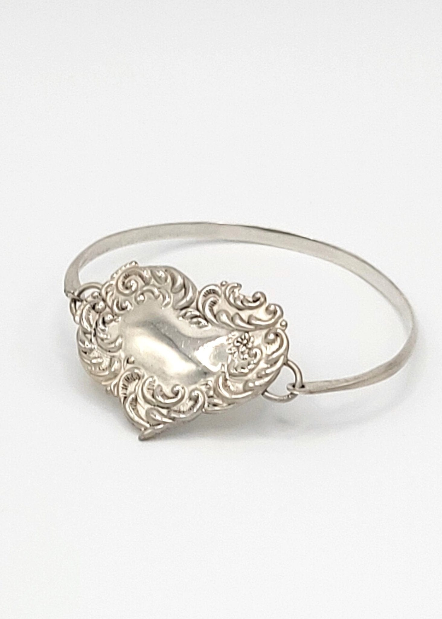 Sorensen Ehlers Jewelry Designer Sorensen & Ehlers Denmark Sterling Repousse Heart Face Bangle Circa 1977