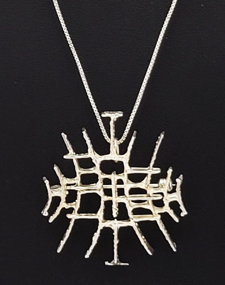 Studio Else & Paul Norway Jewelry Studio Else & Paul Norway Sterling Abstract Mod Brutalist 3D Necklace C. 1960s