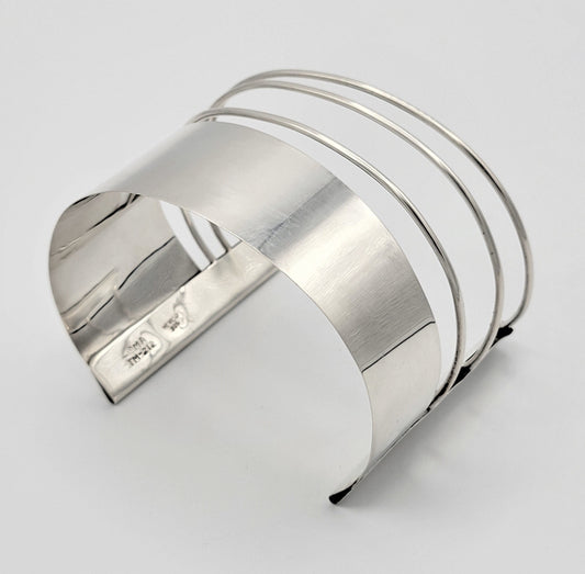 Taxco Sterling Jewelry Vintage Designer Sterling Modernist Taxco Cuff Bracelet
