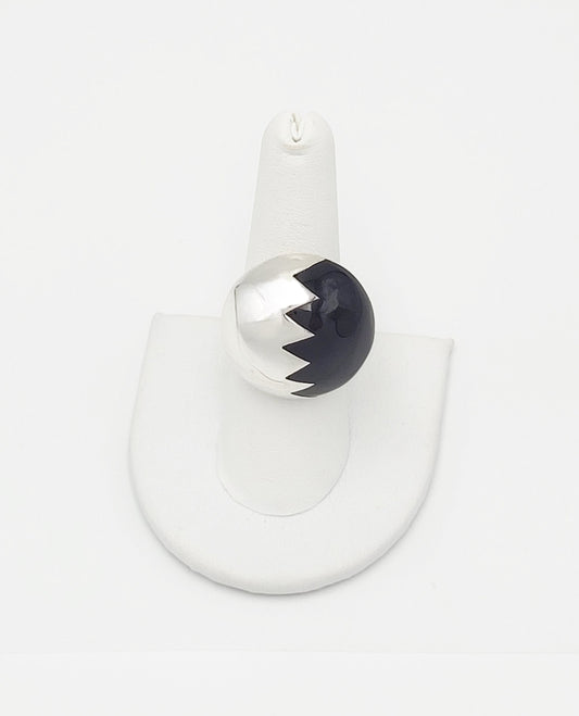 Taxco Sterling Jewelry Vintage Taxco Designer Sterling & Onyx Huge Statement Cocktail Ring 1960's