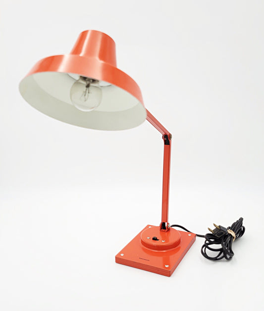 Tensor Lighting Rare Jay Monroe for Tensor Atomic Orange Articulated Desk Table Lamp 1960s
