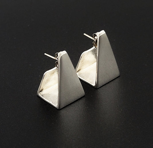 Vahan Sterling Jewelry Vintage Designer Alwan Vahan Sterling Silver Modernist Earrings